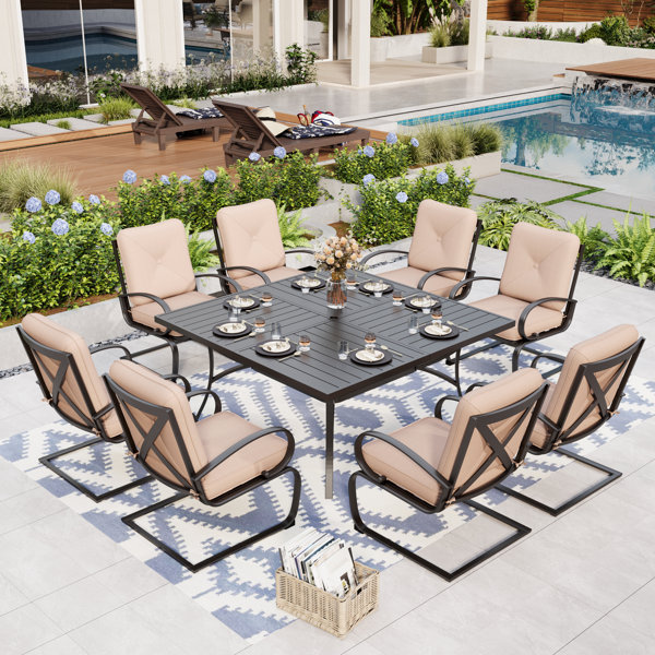 Wildon Home® Sutiya 8 Person Square Outdoor Dining Set with Cushions
